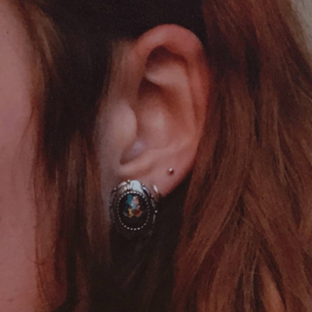 Sterling Silver Earrings w/ Gold and Blue